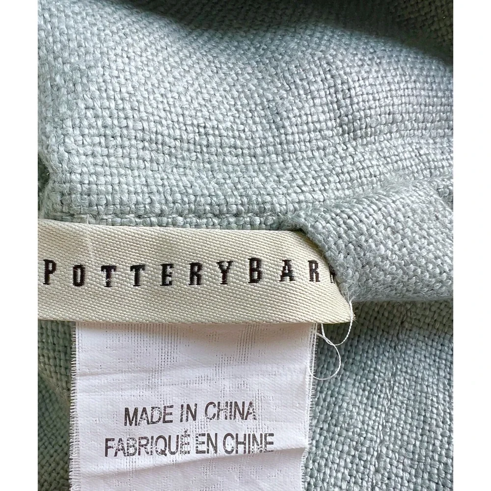 Pottery Barn 100% Linen Pillow Covers Pair Light Blue Gray Button 19x17 22780